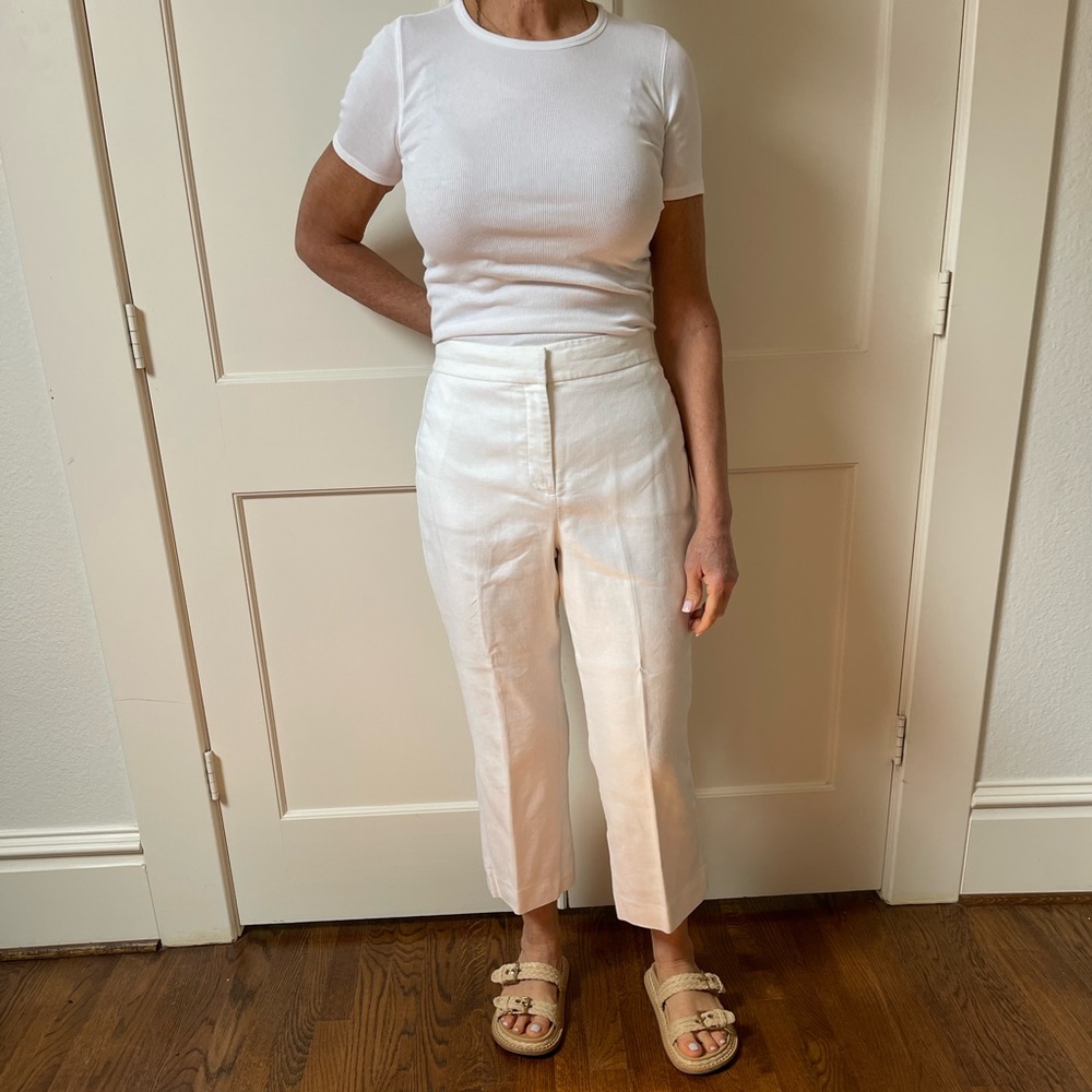 J Crew Size 10 Hayden stretch cotton kick out crop pant in white